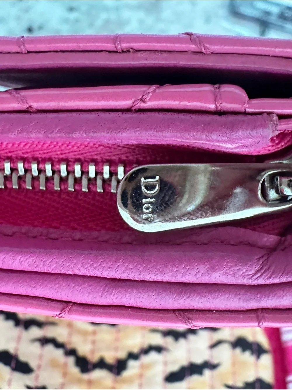 ⭐️ Dior Chain Pink Leather Cannage Wallet Dior Charm - EXCELLENT, Authenticated